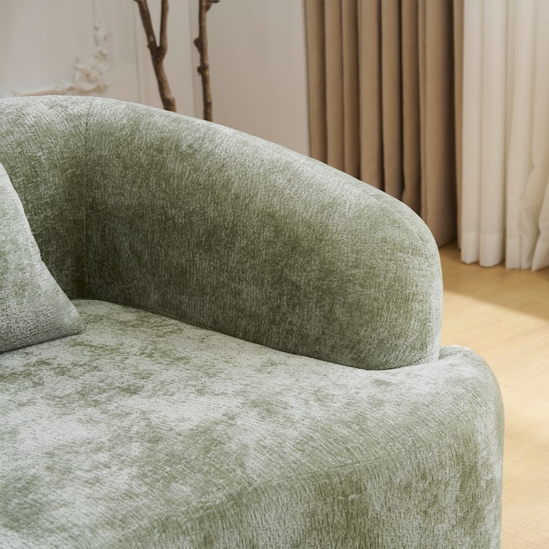 Full Compression L-Shape Sectional Sofa With Curved Chaise, Beige Modular Chenille Couch,High-Density