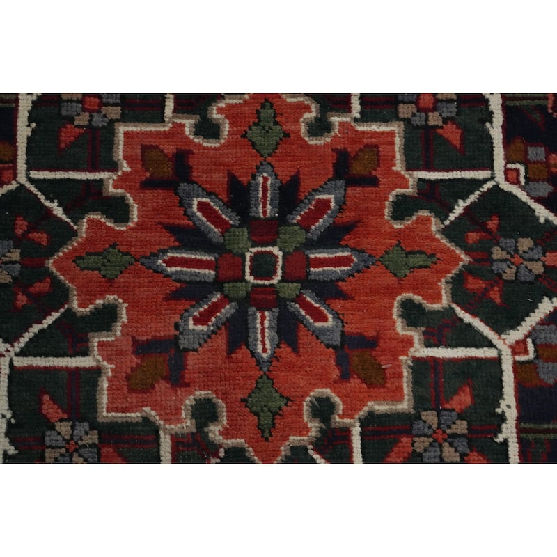 Hand Knotted Oriental 100% Wool Carpet Traditional Floral Red Heriz Area Rug - 12' 8'' X 9' 5''