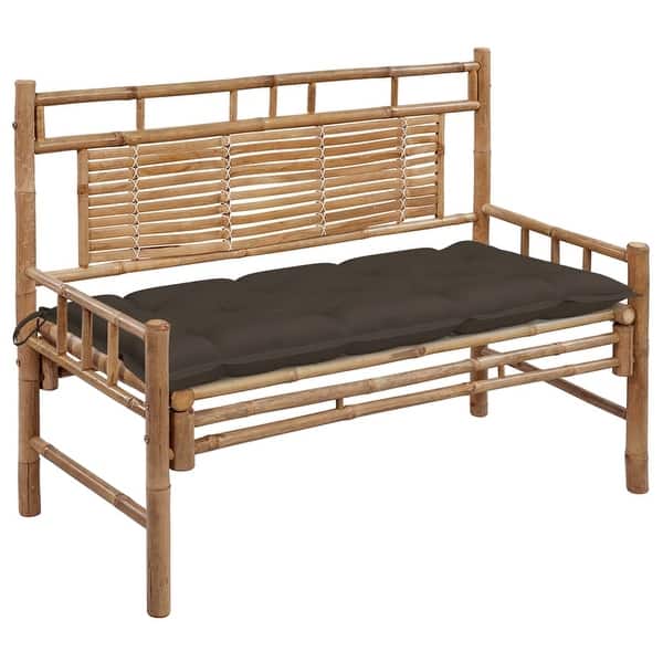 slide 2 of 11, vidaXL Patio Bench with Cushion 47.2" Bamboo