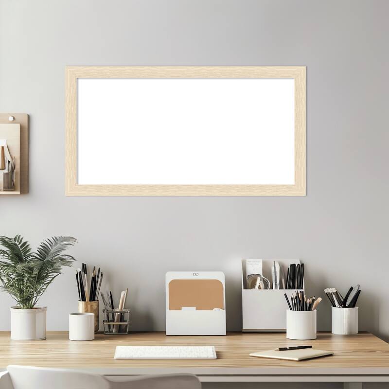 Amanti Art Woodgrain Stripe Blonde Framed Dry Erase Magnetic Board