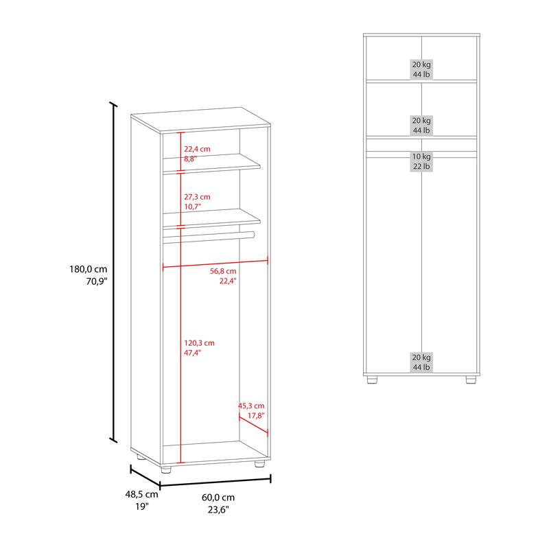 Armoire, Two Shelves, Rod, Double Door Cabinet Armoire
