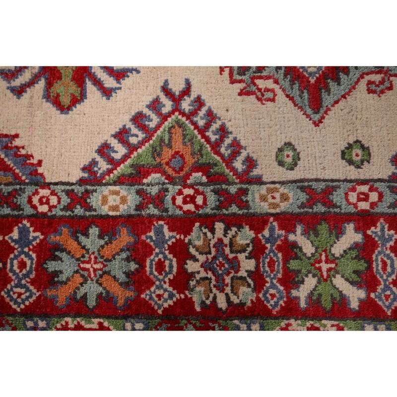 Ivory Kazak Oriental Accent Rug Hand-Knotted Wool Carpet - 2'7" x 3'11"