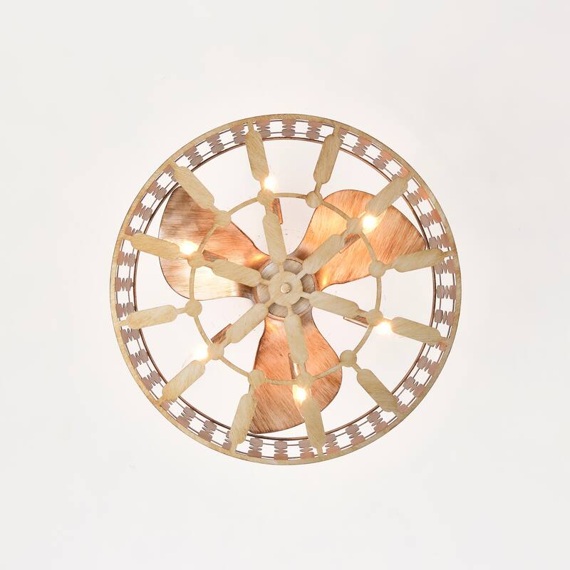 Bambii Gold Brushed 6 Light Chandelier Ceiling Fan 23 Inch with Remote