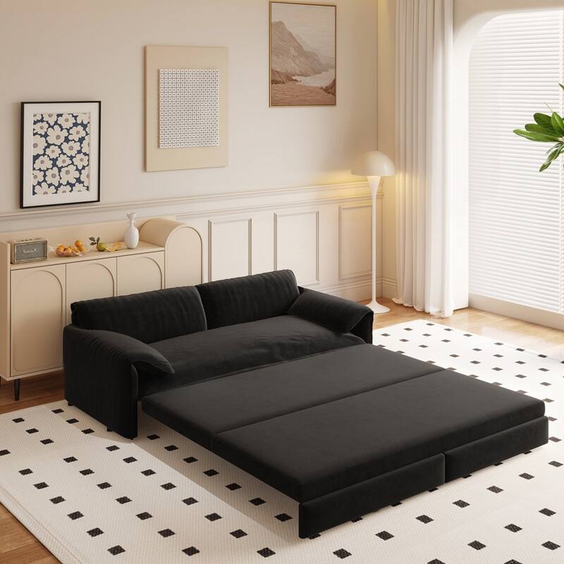 Convertible Sleeper Sofa Multi-Functional Velvet Loveseat Bed