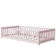 preview thumbnail 32 of 84, Montessori Twin Size Toddler Floor Bed with Fence without Door, Open-row Design Wood Frame Platform Bed with Safety Guardrails