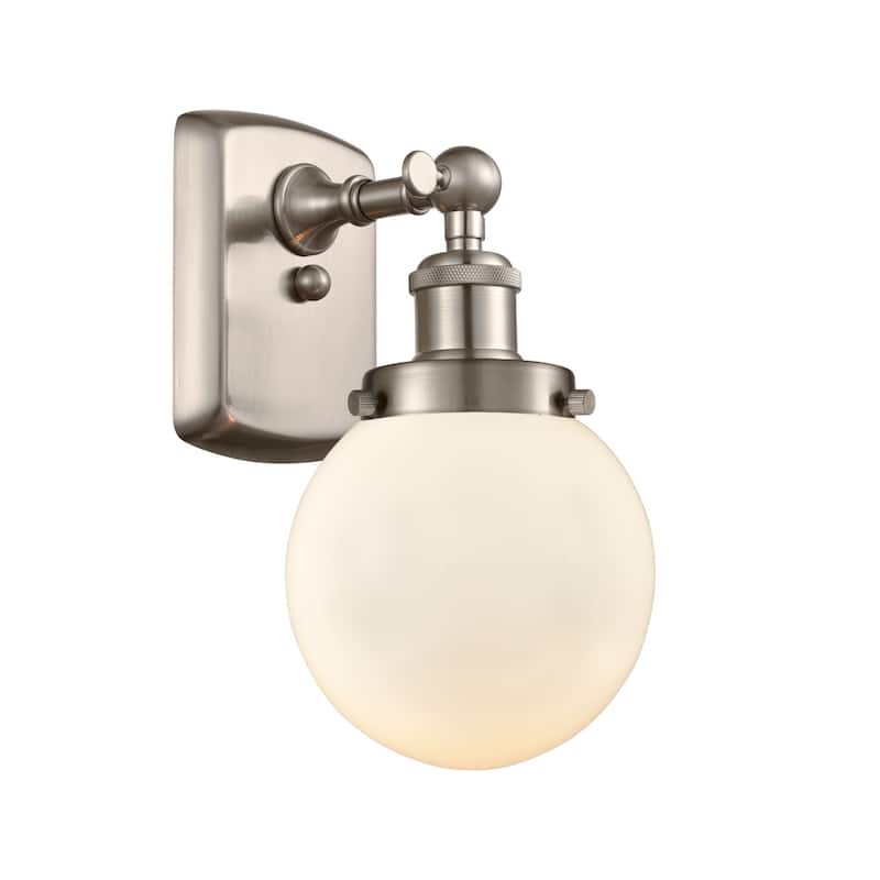 Innovations Lighting Beacon 6" Wide Bathroom Sconce - Brushed Satin Nickel / Matte White