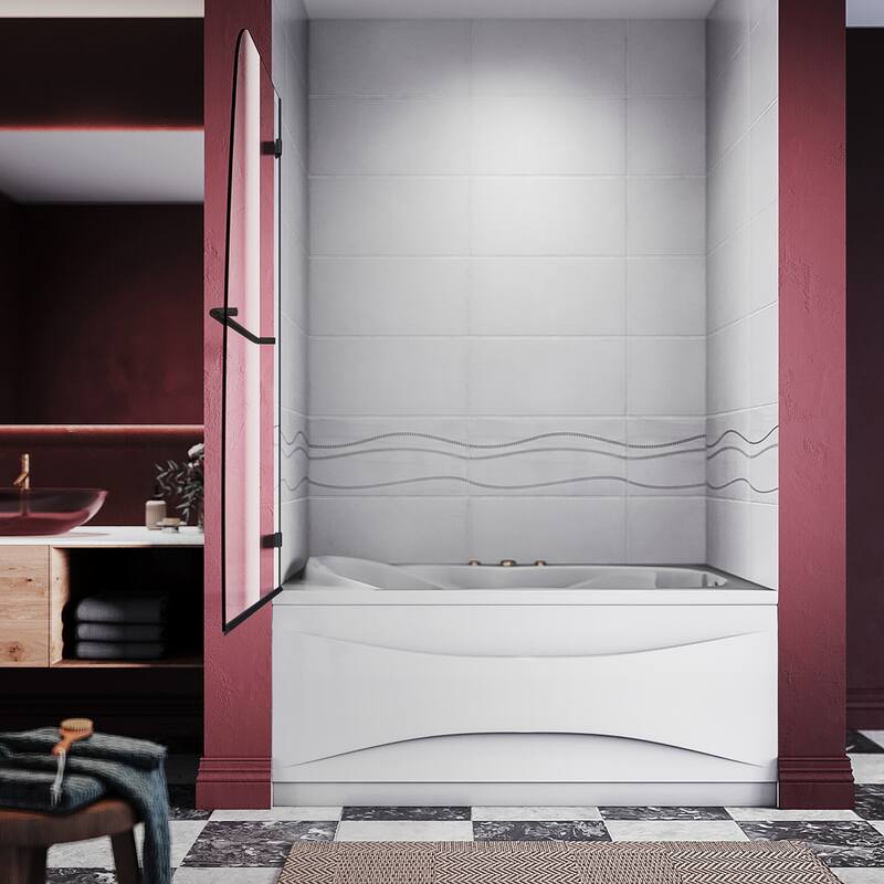 Elegant Tub Door Frameless Pivot Hinged Bathtub Glass Panel with Clear Tempered Glass Door for Bathtub