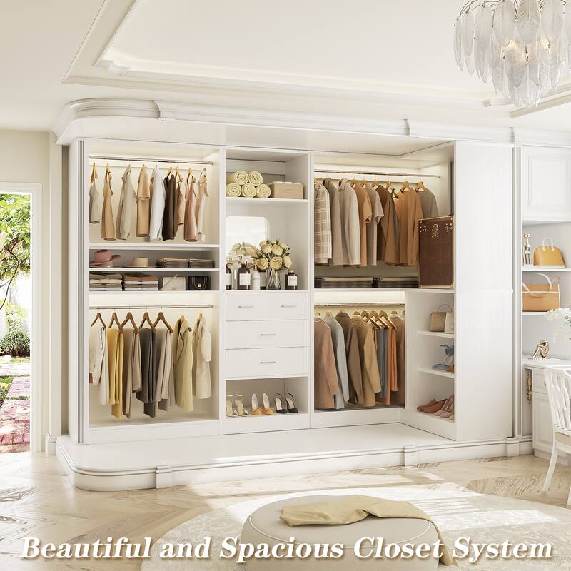 Cimly Set of 3 Corner Closet System with Hanging Rods, Space-saving Closet Organizer with Mirror