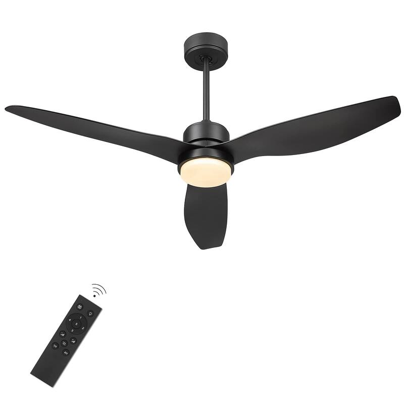 Black 52'' Reversible Smart Ceiling Fan With Remote Control, Integrated Led Light Bulb