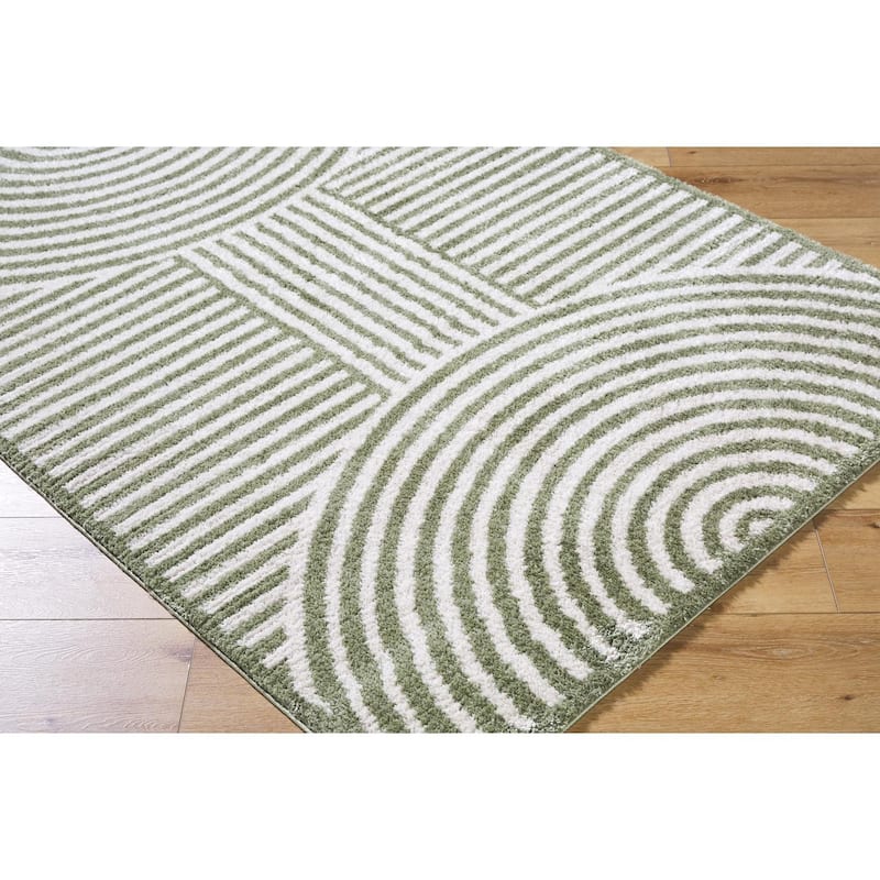 Livabliss Scandinavian Fossay Shag Stripe Washable Area Rug