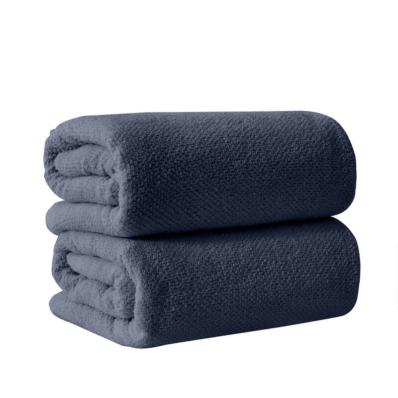 Linery & Co. Luxury Cotton Textured Bath Towel - Bath Sheet (Pack of 2) - Stone Blue