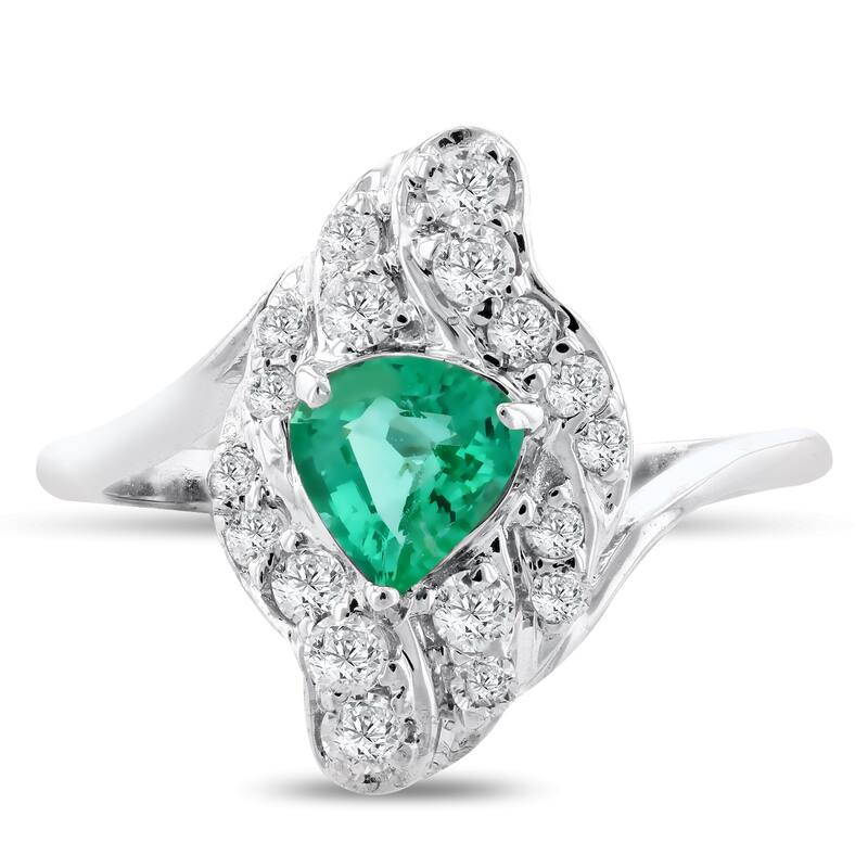 Auriya 18k White Gold 1/2ct Emerald and 3/8ct TDW Diamond Ring