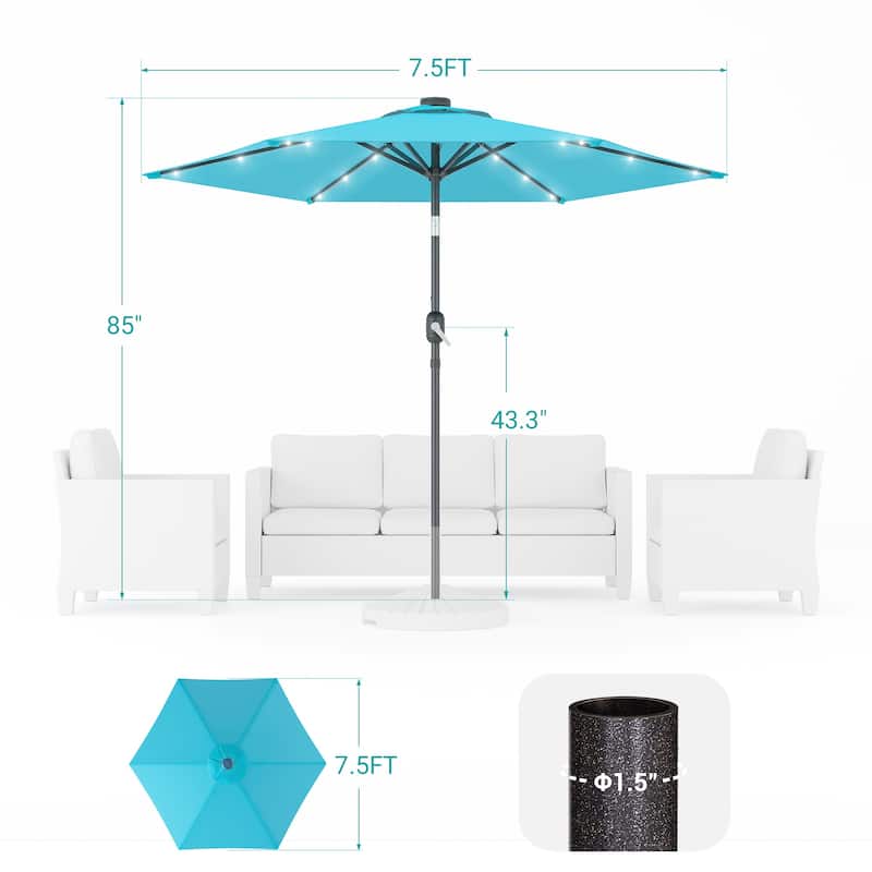 Bonosuki 7.5Ft LED Patio Market Umbrella Outdoor Table Umbrella