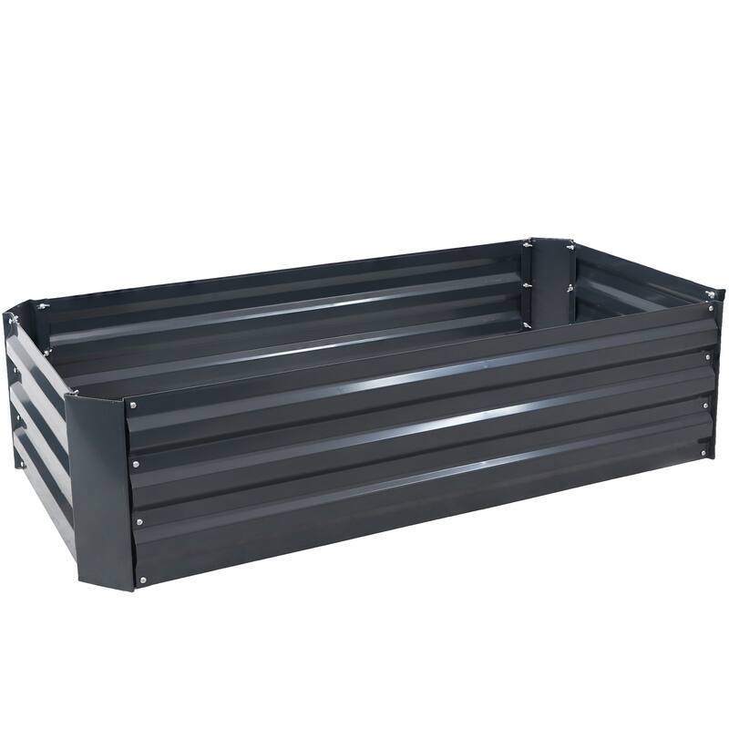 Sunnydaze Galvanized Steel Raised Garden Bed - 4' x 2' Rectangle