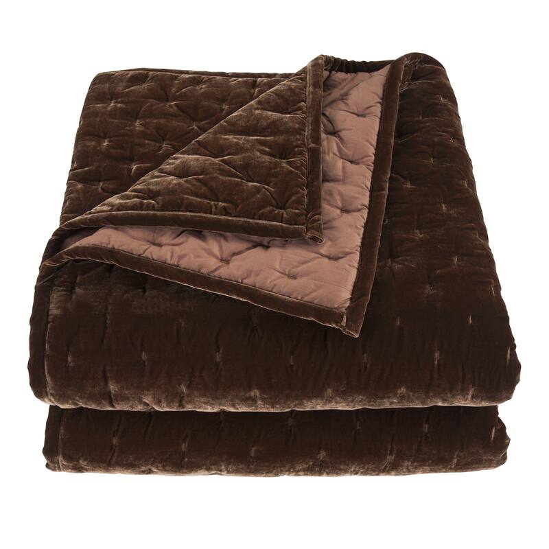 HiEnd Accents Stella Solid Color Faux Silk Velvet Romantic Modern Rustic 3 Piece Quilt Set with Pillow Shams