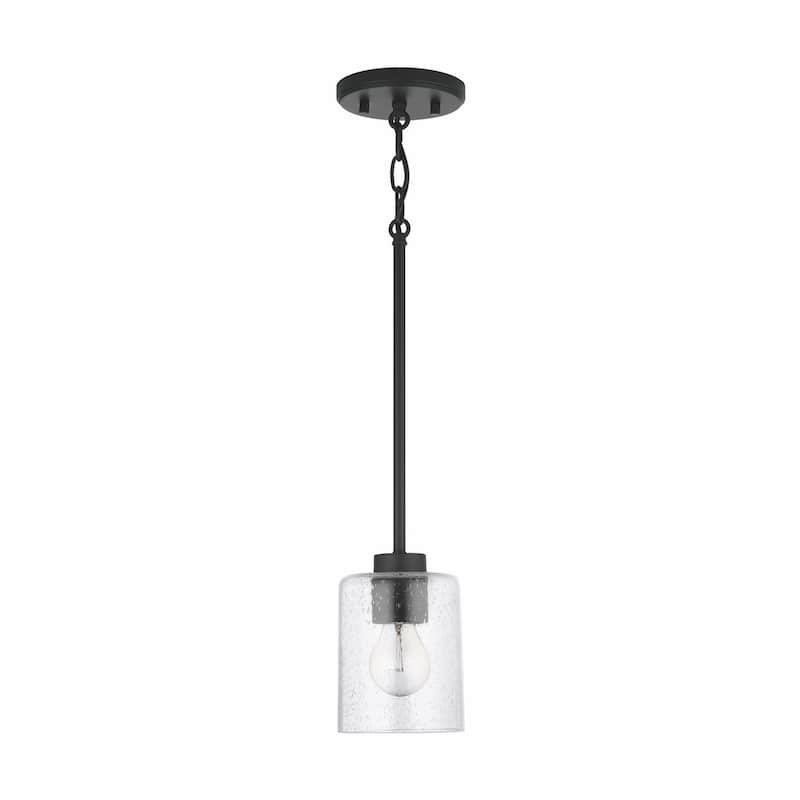 Greyson 1-light Hanging Pendant w/ Clear Seeded Glass - Matte Black