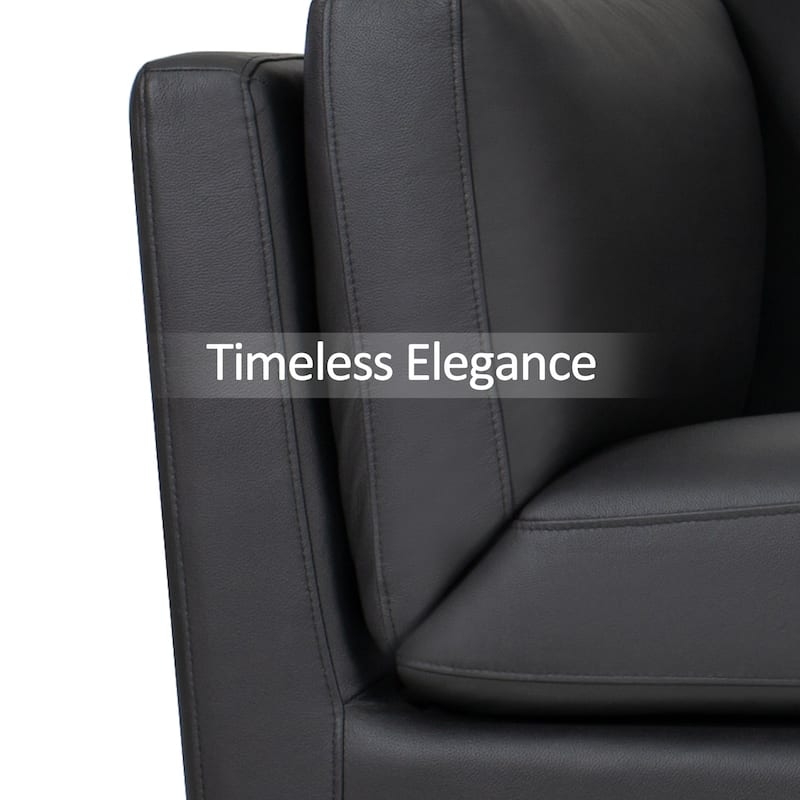 MCombo Napa Leather Couch, 88'' Leather Sofa, Full-Grain Leather Sofa for Solid Wood Accent, Vintage Italian Leather