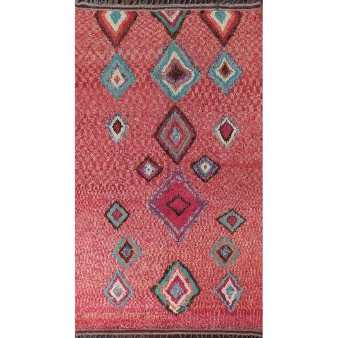 Tribal Moroccan Oriental Area Rug Hand-knotted Geometric Wool Carpet - 5'10" x 10'0"