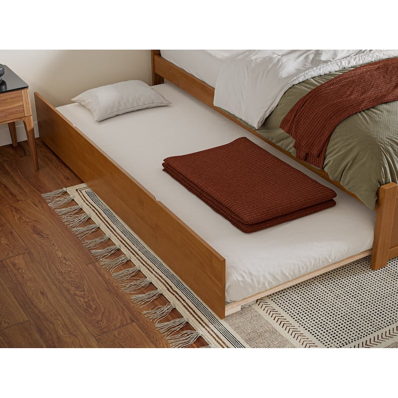 Mission Full Platform Bed with Footboard and Full Trundle Bed