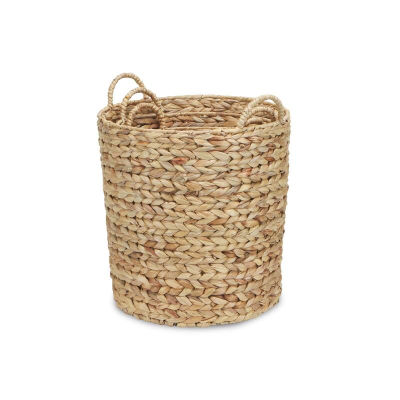 Set of 3 Brown Tapered Straight Side Storage Baskets 15.75"