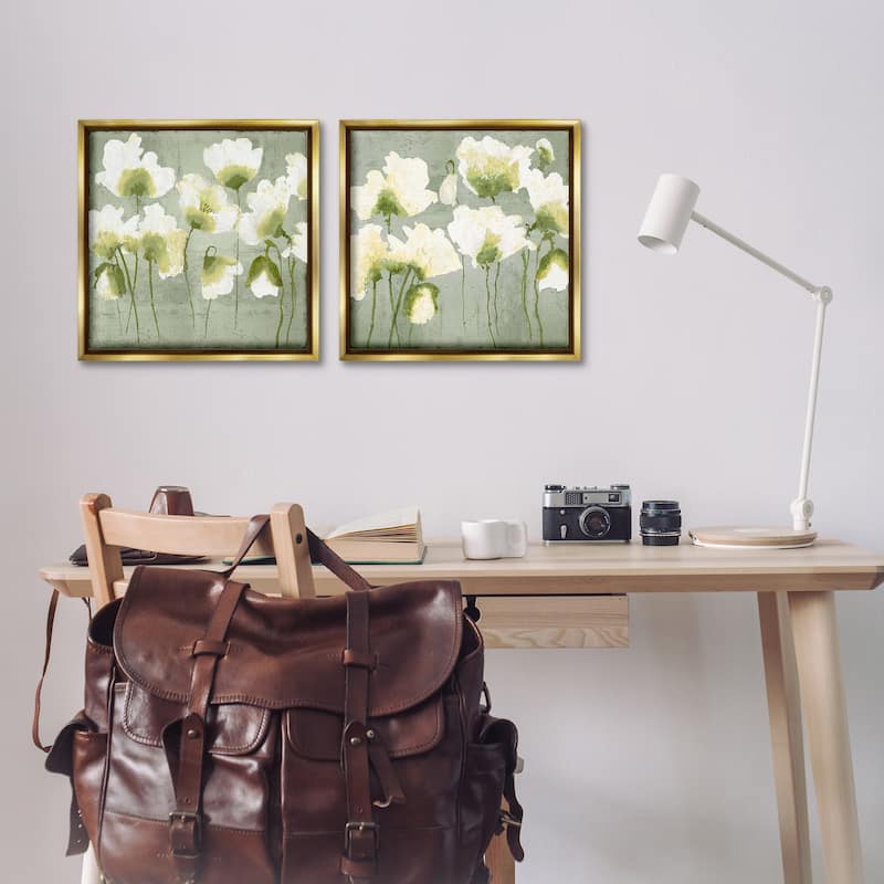 Stupell Charming White Blooms Framed Floater Canvas Wall Art Design By Vanessa Austin (Set of 2)