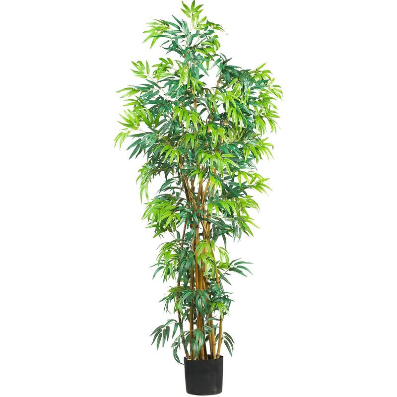 Bamboo Silk Tree 6Ft, Curved Indoor Tropical Tree, 72 Inch Tall Decorative Plant for Home Office Decor - 6ft.