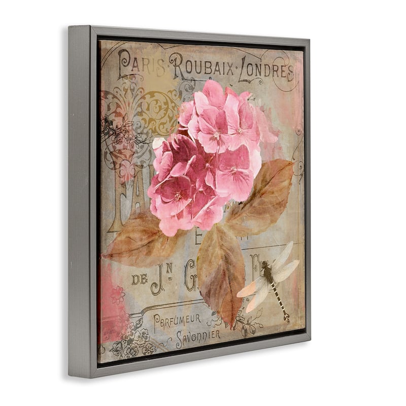 Stupell Vintage French Hydrangea Framed Floater Canvas Wall Art Design By Sasha