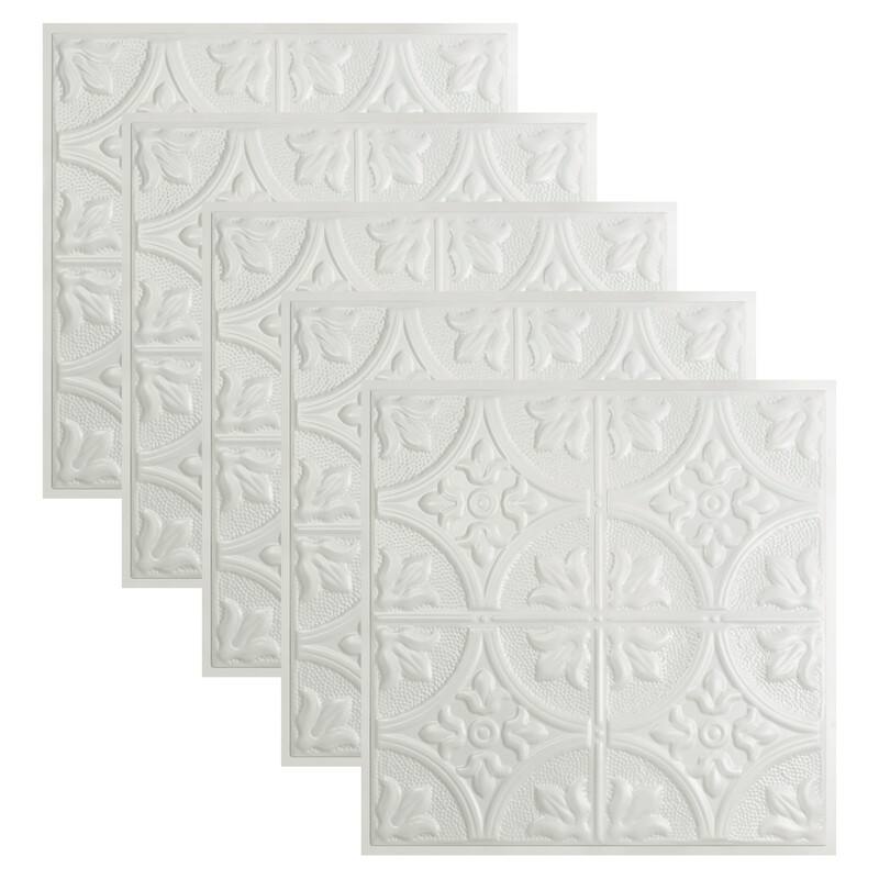 Great Lakes Tin Jamestown Lay-in Ceiling Tile - Matte White - 2 x 2