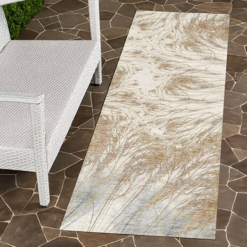 Machine Washable Indoor/ Outdoor Modern Cheraw Chantille Rug - Ivory - 2'3" x 7'6"