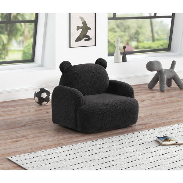 slide 2 of 13, Raelynn 25.5"W Sherpa Bear-Shaped Kids Armchair Black