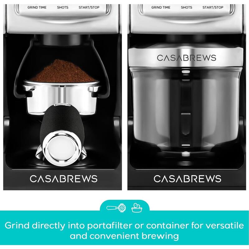 CASABREWS Tornado Electric Coffee Grinder Conical Burr Silver