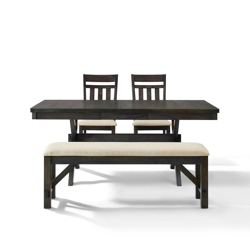 Crosley Hayden 4Pc Dining Set Slate Table, 2 Chairs, Bench