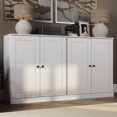 100% Solid Wood Sideboard with Glass or Solid Wood Doors by Palace Imports - 64" x 35.75"
