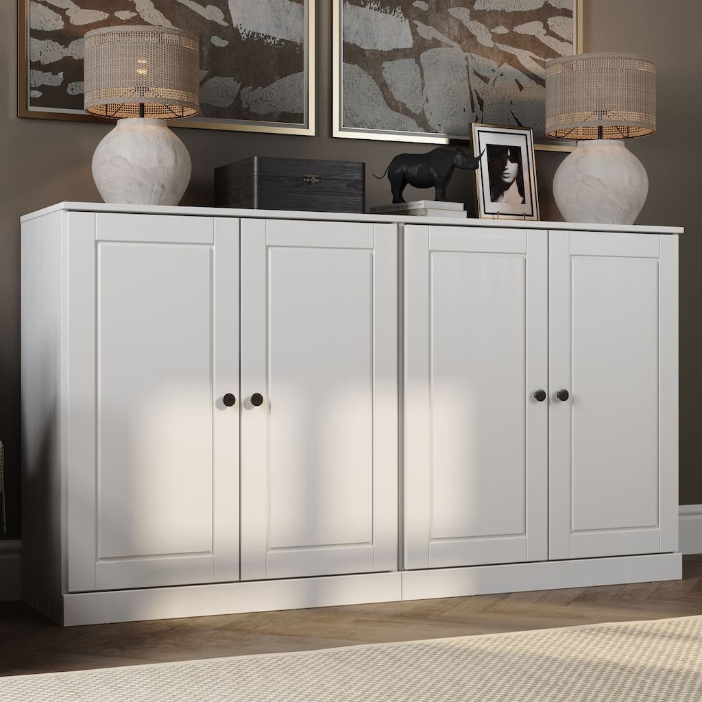 Palace Imports Solid Wood Sideboard, Raised Panel Doors, Adjustable Shelves