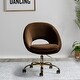 preview thumbnail 40 of 107, Savas Height Adjustable Swivel Velvet Task Chair with Gold Base BROWN