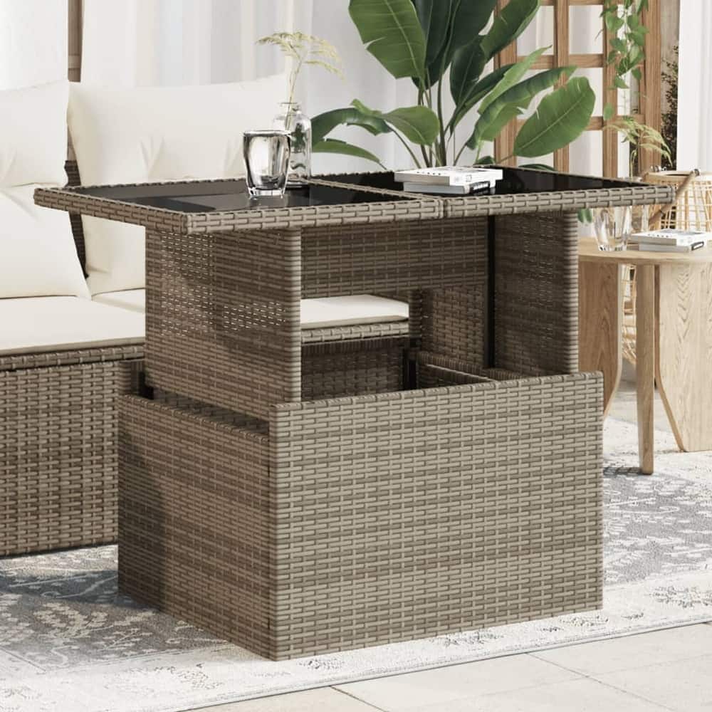 vidaXL Patio Table Rectangular Backyard Garden Poly Rattan and Acacia Wood - 39.4 x 21.7 x 28.7 in