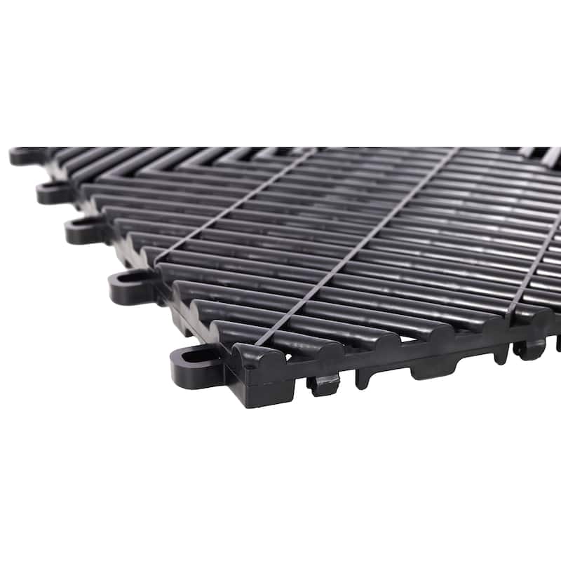 Anmytek Heavy Duty Interlocking Garage Floor Tiles Modular Plastic Snap Together Non Slip Drainage Mats