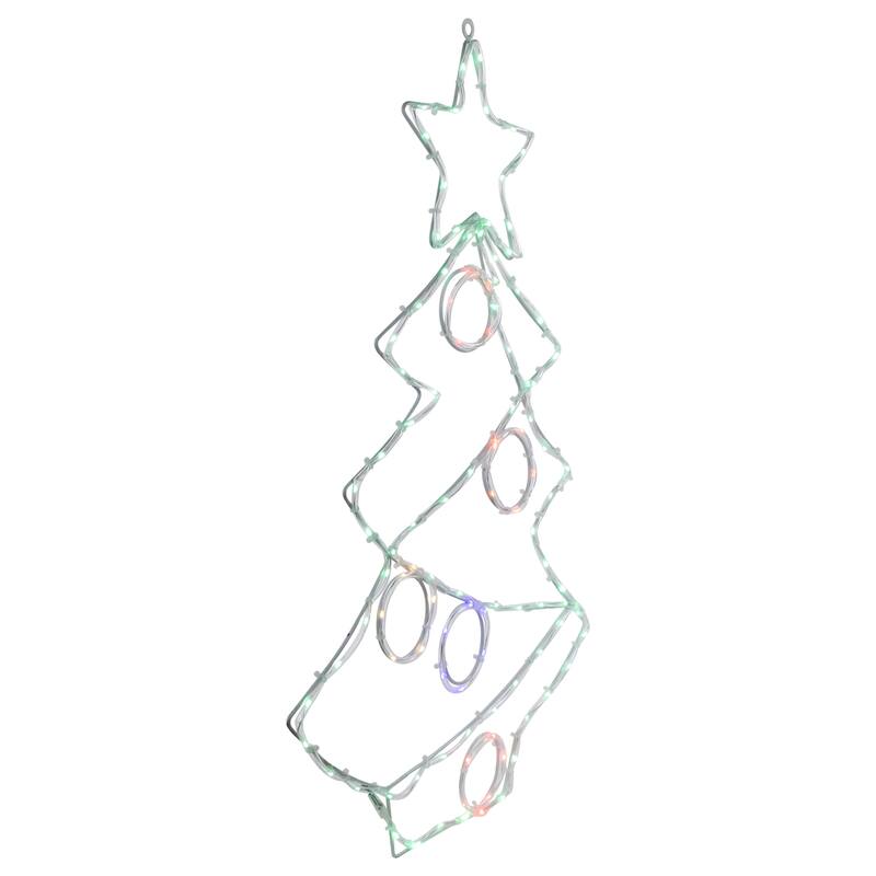 28" LED Lighted Christmas Tree with Ornaments Window Silhouette