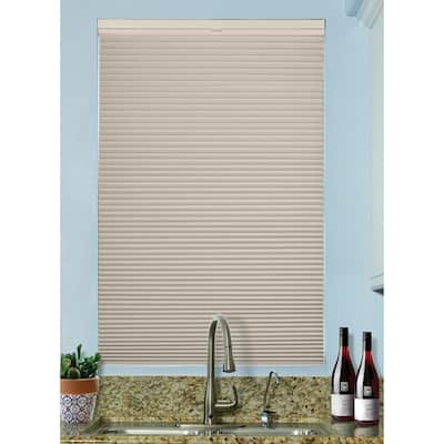 BlindsAvenue Cordless Top Down/Bottom Up Blackout Cellular Honeycomb Shade, 9/16" Single Cell, Fawn