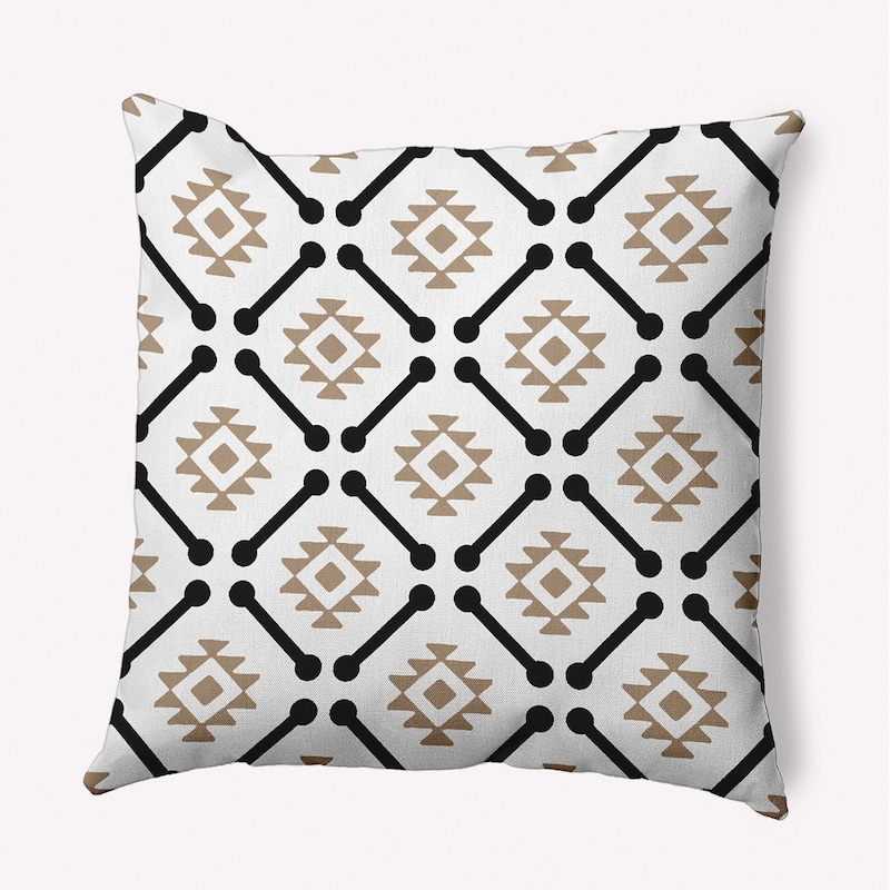 Modern Tribal Pattern Indoor/Outdoor Throw Pillow - Taupe - 16" x 16"