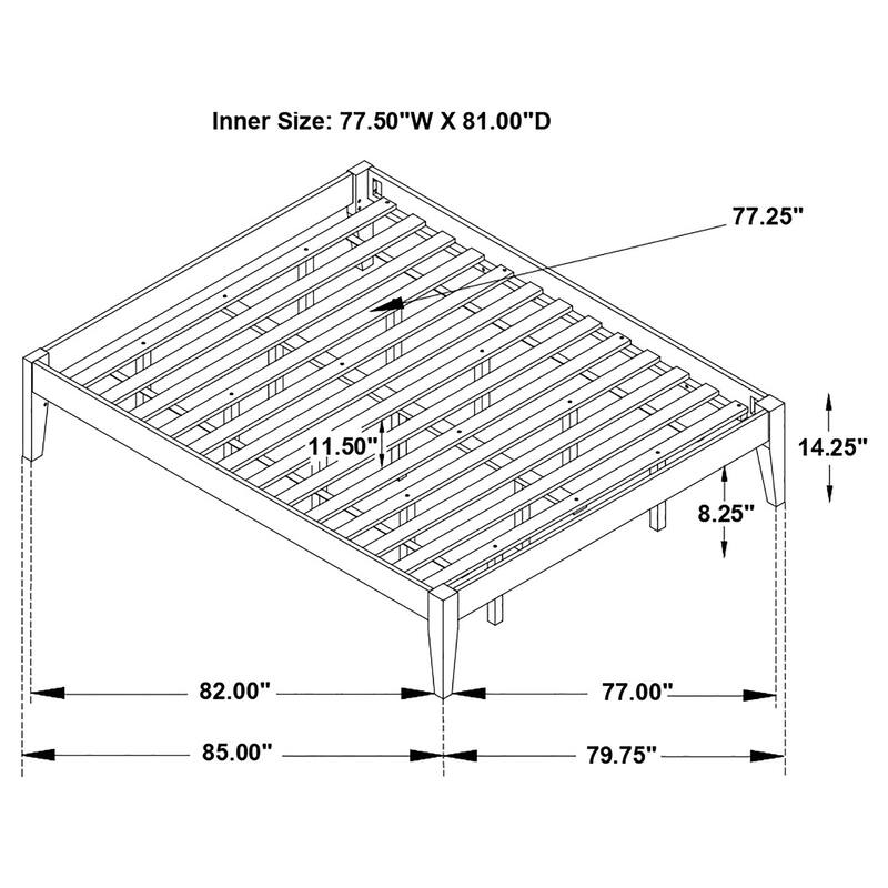 Black Eastern King Universal Platform Bed with Slatted Design