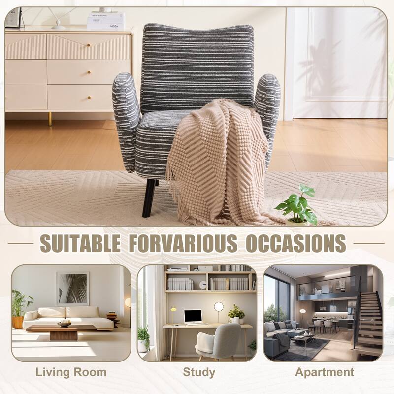 Modern style armchair with sanded fabric