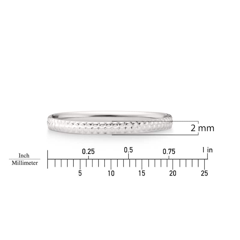 Clover 14K Gold Diamond-Cut Wedding Band & Stacking Ring 2mm