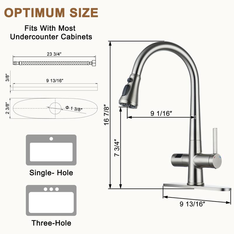 Single-Handle Pull-Out Sprayer Kitchen Faucet with Digital Display