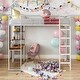 preview thumbnail 11 of 23, Full Size Metal Loft Bed With 2 Shelves and one Desk for Home