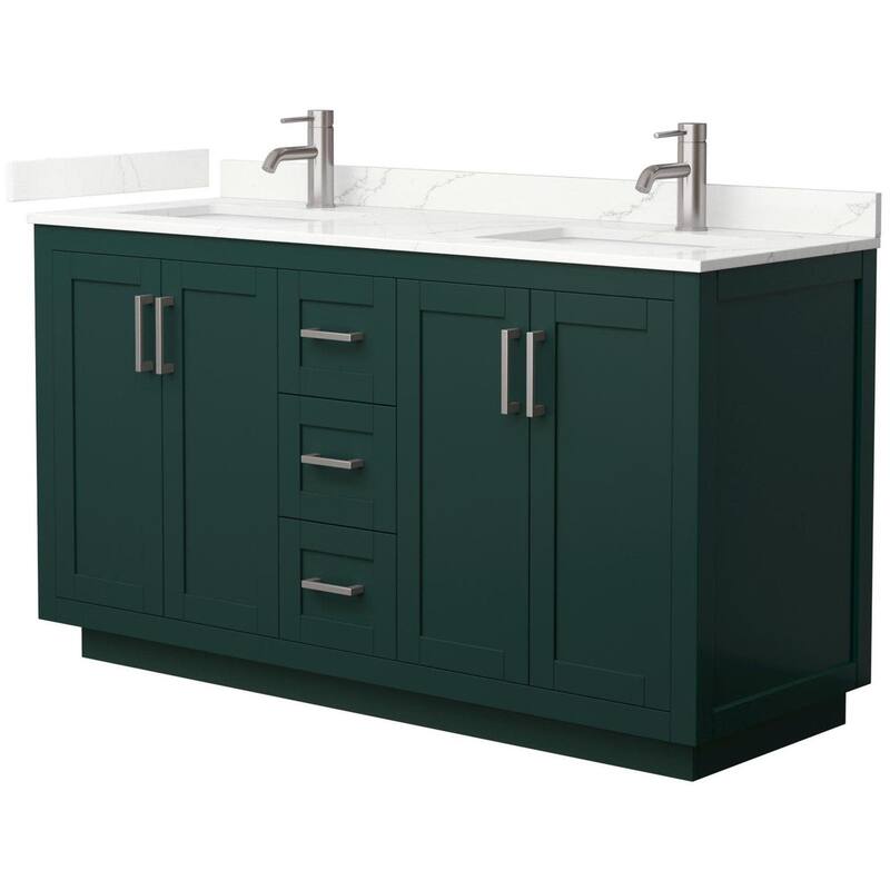 Wyndham Collection WCF292960D-QTZ-UNSMXX Miranda 60" Free Standing - Green / Giotto Quartz Top / Brushed Nickel