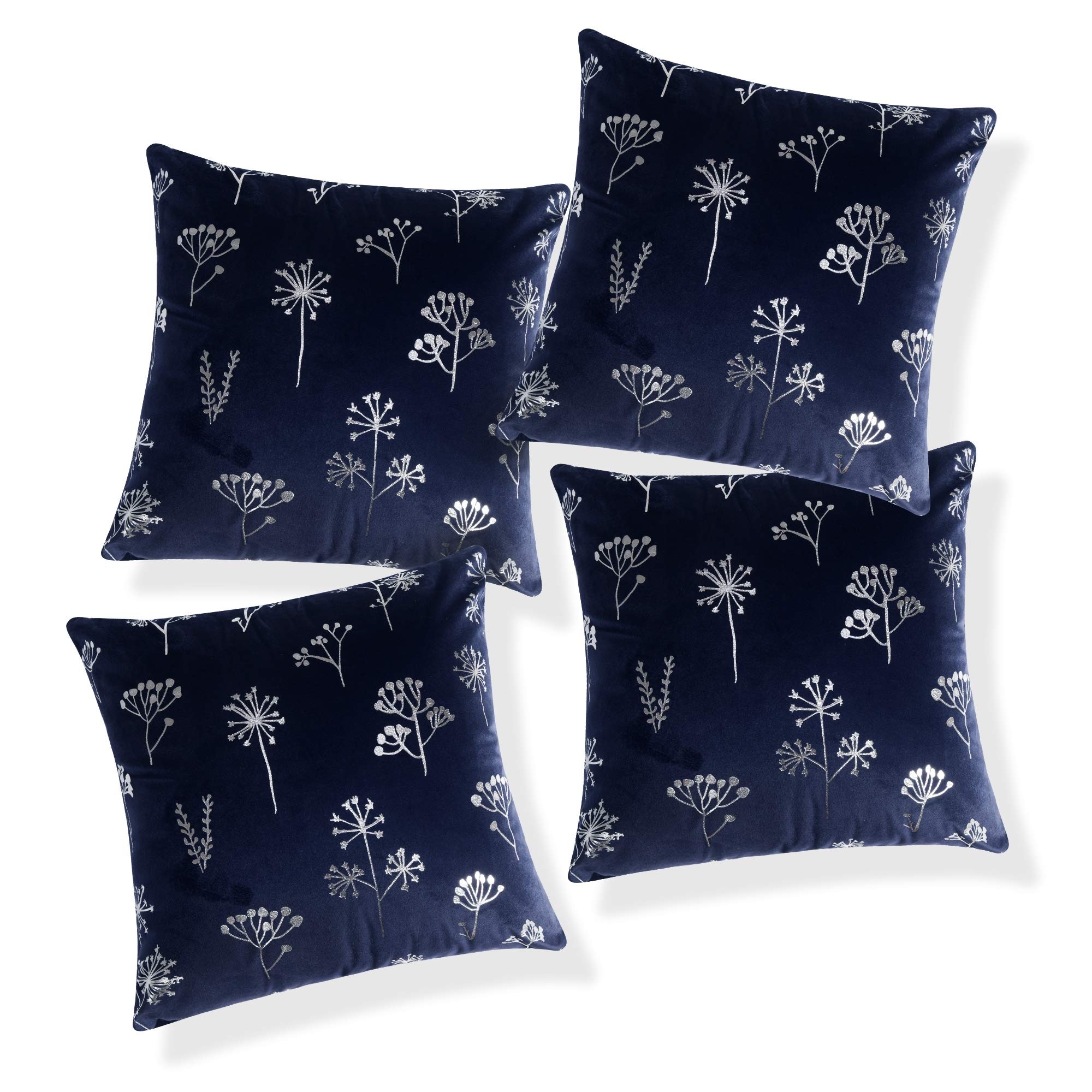 Velvet Throw Pillow Covers Soft with Gold Flower Pattern
