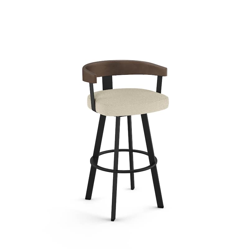 Amisco Lars Swivel Counter and Bar Stool - Black Metal / Cream Boucle Polyester - Counter height