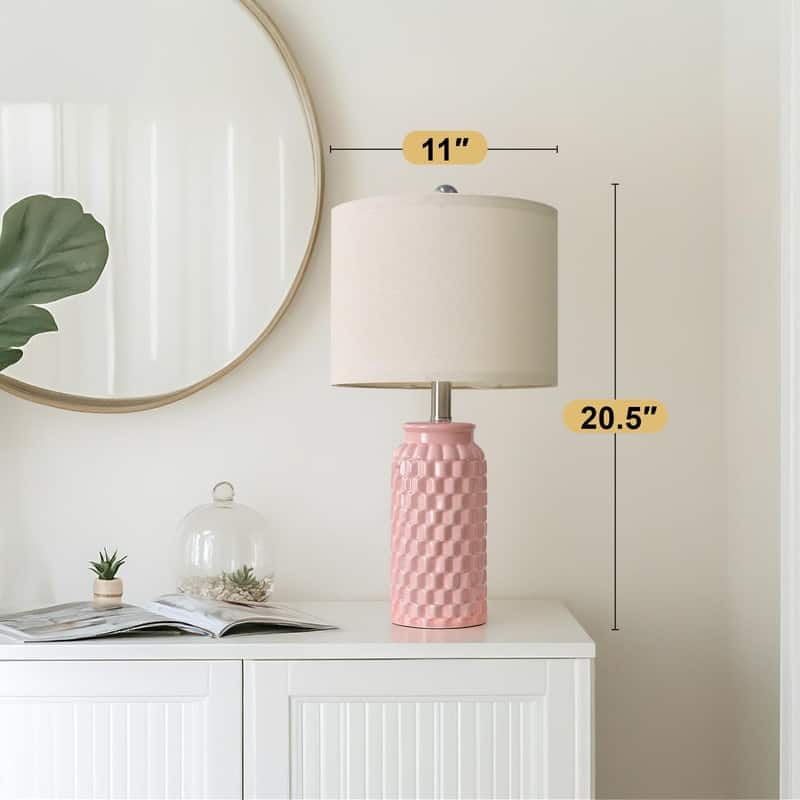 Modern Ceramic Bedside Lamp Set of 2 for Bedroom Decor Farmhouse