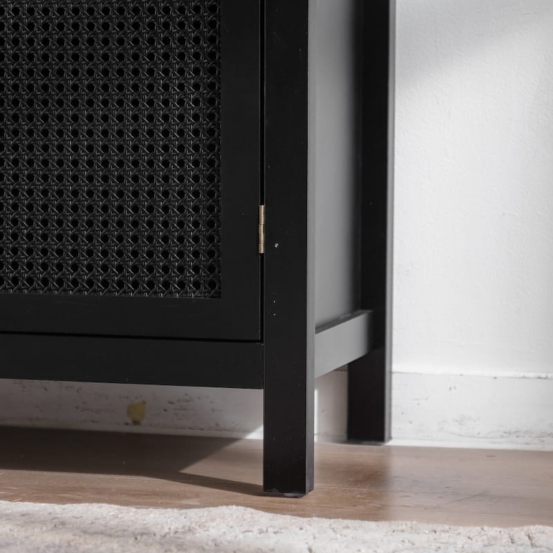Modern Accent Sideboard Buffet Cabinet with Rattan Doors and Adjustable Internal Shelf